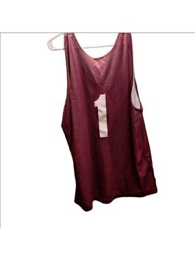 Mens Burgundy White Reversible Basketball Tank Top